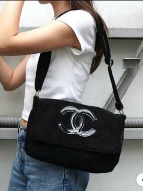 GWP CC Precision VIP/ Novelty Teddy Plush Black Shoulder/Crossbody Bag.